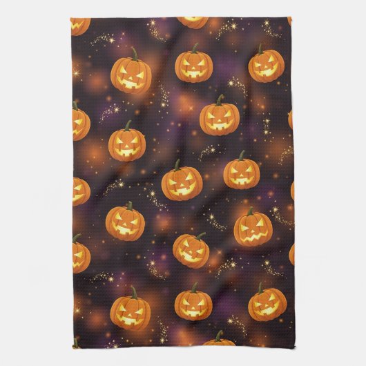 ボケハロウィン | 光るジャック・オ・ランタン (4) キッチンタオル (縦)