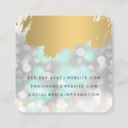 ボケフェイク金ゴールドでブラシ付きグリッター スクエア名刺 (裏面)