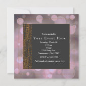 ボケー玉 グラム パープル グレー ゴールド 誕生日パーティー 招待状 (裏面)