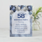 ボケ光58歳キラキラ風船 誕生日パーティー 招待状 (スタンド正面)