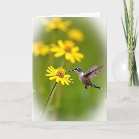 ボケ鳥と花のカード カード (正面)