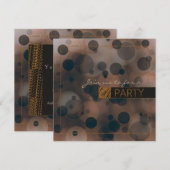 ボケ グラム ブラウン ベージュ & ゴールド パーティー 招待状 (正面/裏面)