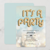 ボケ ゴールド フォイル バルーン タイプ 誕生日 招待状 (正面/裏面)