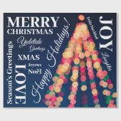 ボケ ツリー ライト、クリスマス ラッピングペーパー (フラット)