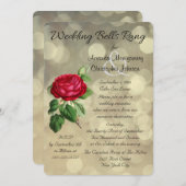 ボケ ライトの背景に赤いバラ　結婚式後の披露宴の招待状 招待状 (正面/裏面)