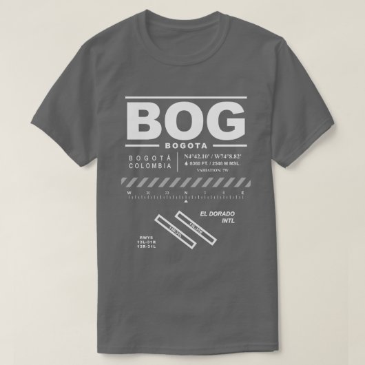 ボゴタエルドラド国際的エアポートBOG Tシャツ (デザイン正面)