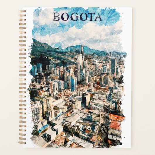ボゴタクールコロンビアCItyビューウォータカラー プランナー手帳 (正面)