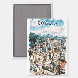 ボゴタクールコロンビアCItyビューウォータカラー マグネット
