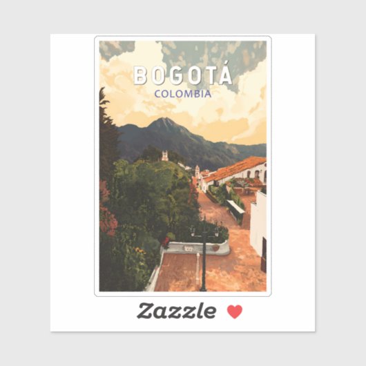 ボゴタコロンビアイラストレーショントラベルアートヴィンテージ シール (シート)