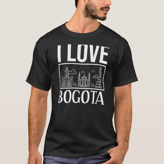 ボゴタコロンビア市スカイライン地図と旅行 Tシャツ (正面)