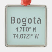 ボゴタ緯度と経度の座標 メタルオーナメント (正面)