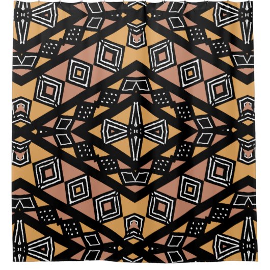 ボゴランアフリカ民族デザインシャワーカーテン シャワーカーテン (正面)