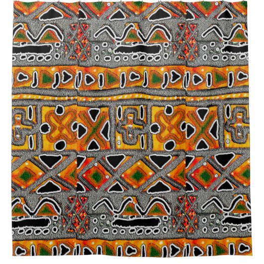 ボゴラン幾何学模様 シャワーカーテン (正面)