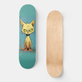 ボサボサ猫アート 楽しい スケートボード デッキ (正面)