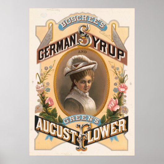 ボシェのドイツのシロップと緑の威厳がある花 ポスター (正面)