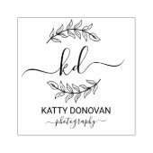 ボシンプルタニカル葉フレームスクリプトイニシャル ラバースタンプ (インプリント)