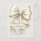 ボシンプルホエレガントアイボリークリームボウブライダルシャワー インビテーションポストカード (正面)