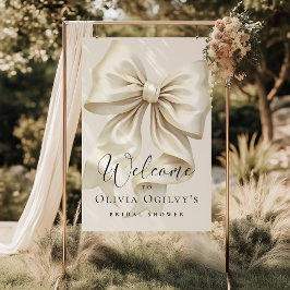 ボシンプルホエレガントアイボリークリームボウブライダルシャワー ポスター