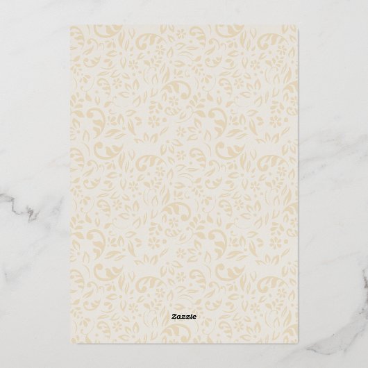 ボシンプルホエレガントアイボリークリームボウブライダルシャワー 箔招待状 (裏面)