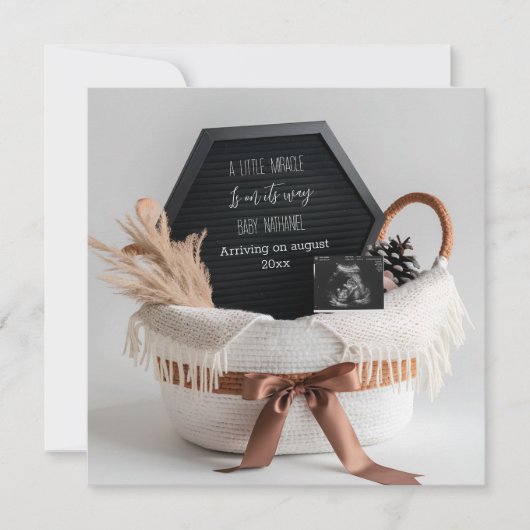 ボシンプルホエレガント妊娠の告知 招待状 (正面)