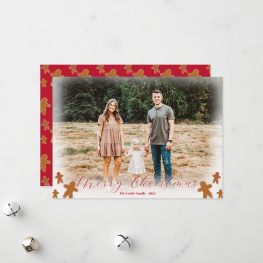 ボシンプルホジンジャーブレッドマンクリスマスホリデーカード シーズンカード (正面/裏面インサイチュ)