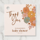 ボシンプルホレトロフローラベビーシャワー名前をカスタムする フェイバータグ (正面)