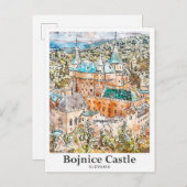 ボジャニースキャッスルヴェニア旅行水の色のスケッチ ポストカード (正面/裏面)