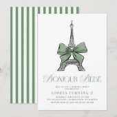 ボジョール ベベ エレガント パリジャン 1歳誕生日 招待状 (正面/裏面)