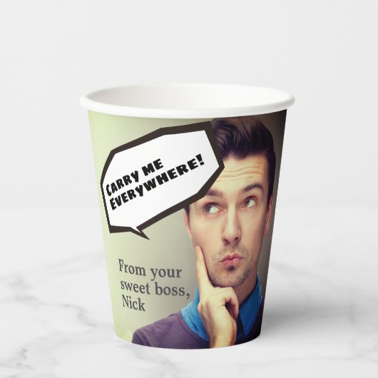 ボスおもしろいのメッセージ紙カップfor office 紙コップ (正面)