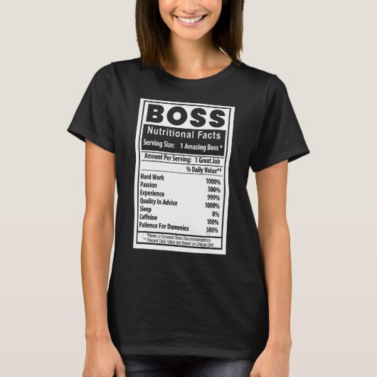 ボスおもしろいの日の栄養事実社員の理解 Tシャツ (正面)