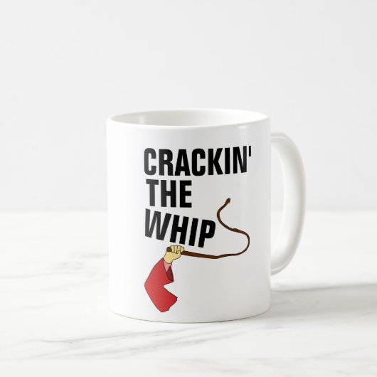 ボスおもしろいコーヒーマグ、鞭をクラッキン コーヒーマグカップ (正面右)