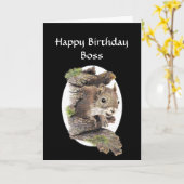 ボスおもしろい誕生日、ユーモア感覚、リス カード (黄色い花)