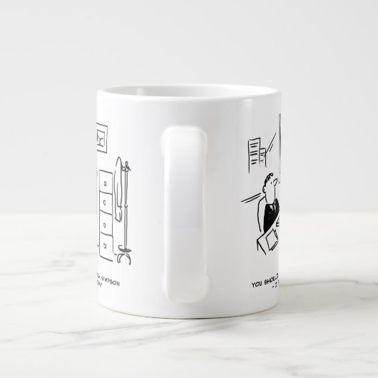ボスがOffice従業員を電子メールで起動 ジャンボコーヒーマグカップ (裏面)