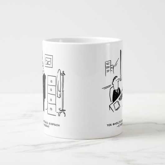 ボスがOffice従業員を電子メールで起動 ジャンボコーヒーマグカップ (正面)