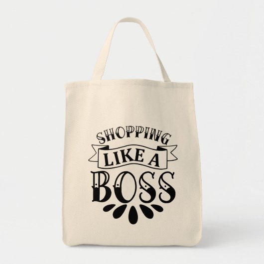 ボスっぽいショッピング Typography トートバッグ (正面)