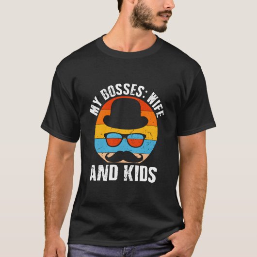 ボスとパパ ファミリー ユーモア Tシャツ (正面)