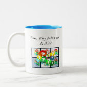 ボスと従業員のコーヒー・マグ間のおもしろいなダイアログ ツートーンマグカップ (左)