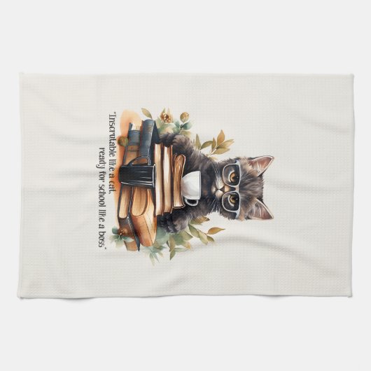 ボスのように学校に行く準備ができている キッチンタオル (横)