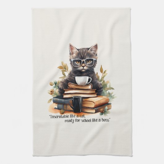 ボスのように学校に行く準備ができている キッチンタオル (縦)