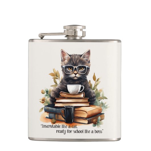 ボスのように学校に行く準備ができている フラスク (正面)