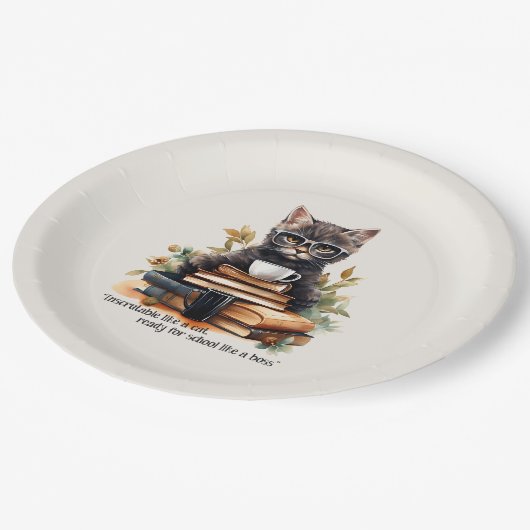 ボスのように学校に行く準備ができている ペーパープレート (アングル)