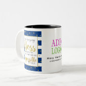 ボスのマグ-ボスの海軍および金ゴールドありがとう ツートーンマグカップ (正面左)