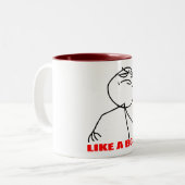 ボスのミームの顔のように ツートーンマグカップ (正面左)