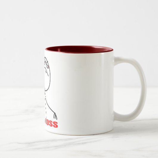 ボスのミームの顔のように ツートーンマグカップ (右)