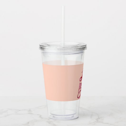 ボスの人気がある引用文と絵を描いうピンク色 アクリルタンブラー (正面)