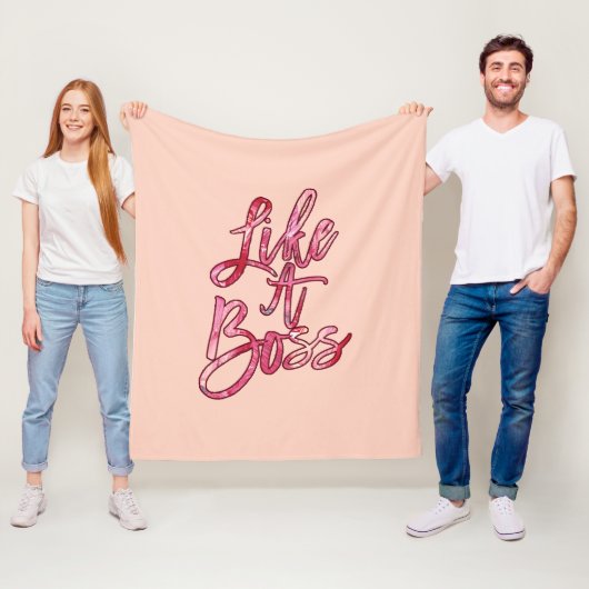 ボスの人気がある引用文と絵を描いうピンク色 フリースブランケット (インサイチュ)