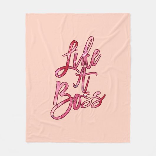 ボスの人気がある引用文と絵を描いうピンク色 フリースブランケット (正面)