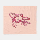 ボスの人気がある引用文と絵を描いうピンク色 フリースブランケット (正面(横))