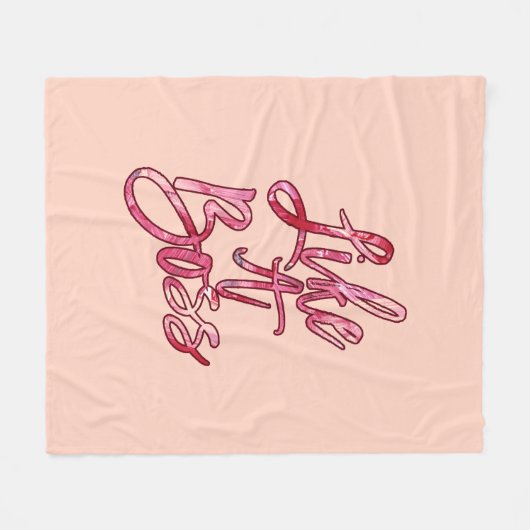 ボスの人気がある引用文と絵を描いうピンク色 フリースブランケット (正面(横))