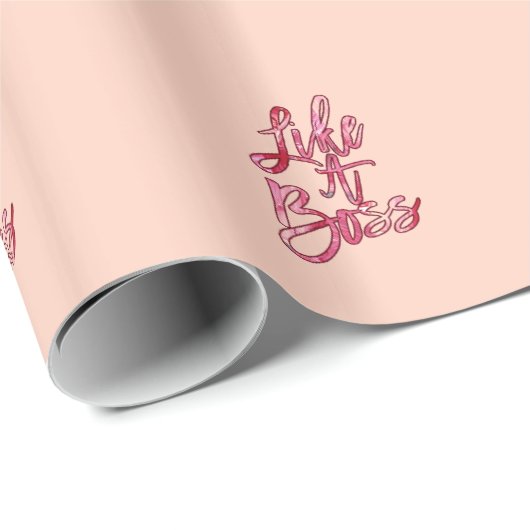 ボスの人気がある引用文と絵を描いうピンク色 ラッピングペーパー (ロールコーナー)